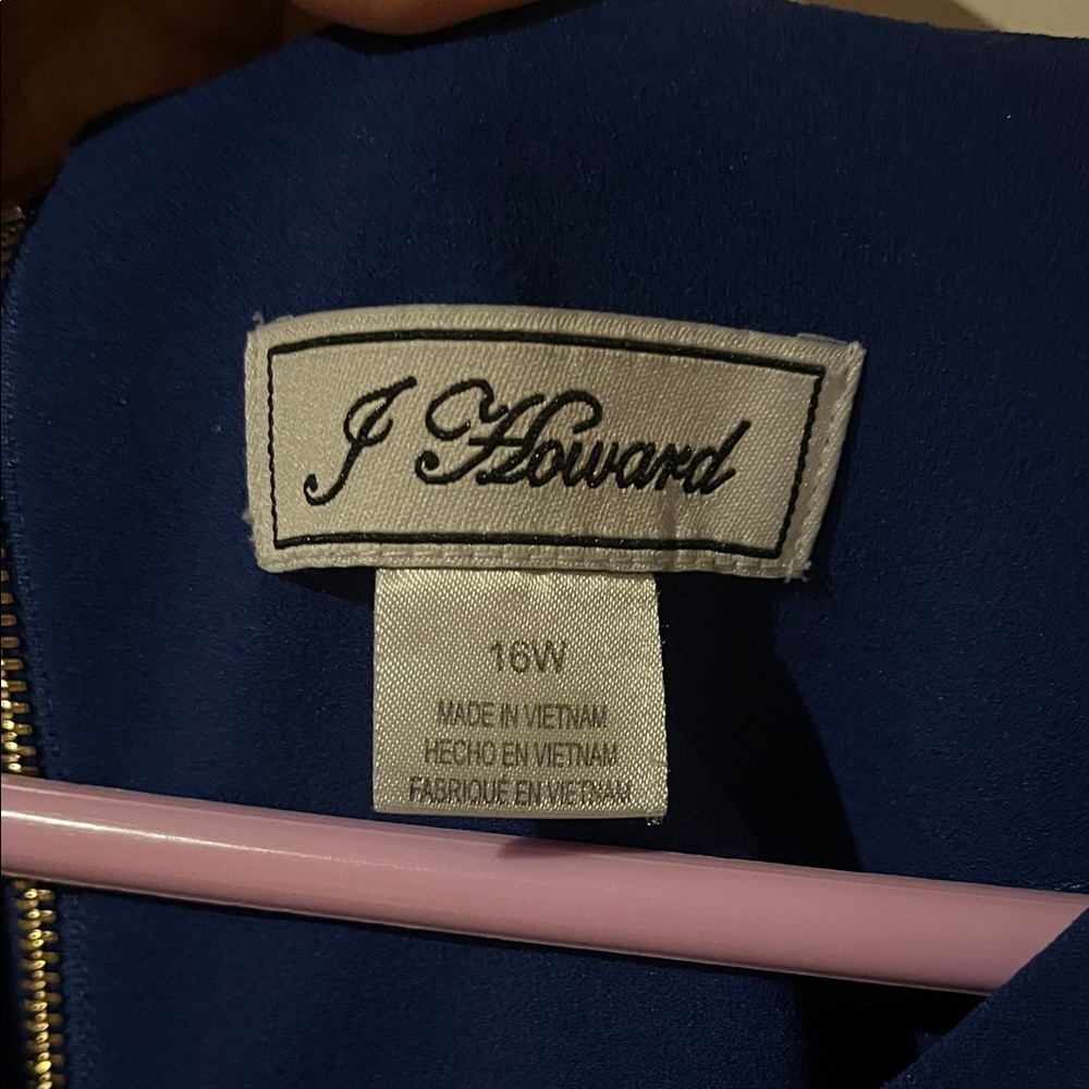 J. Howard Royal Blue Dress Size 16W Long Sleeve Stretch Career Church - Picture 2 of 5